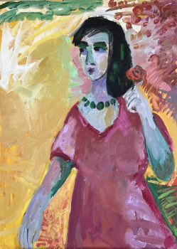 Original Gemälde "Frau mit Rose" - Norbert Hornig